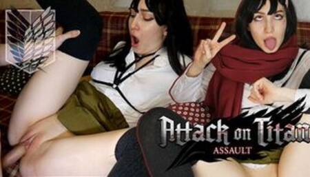 MIKASA VS EREN: Hungry Girl Attack! Footjob | PussyKageLove
