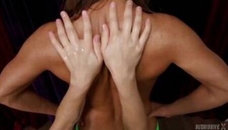 Sinn Sage Oils Up Ariel X Muscular Body Playing With Her And Her Tits - SubmissiveX