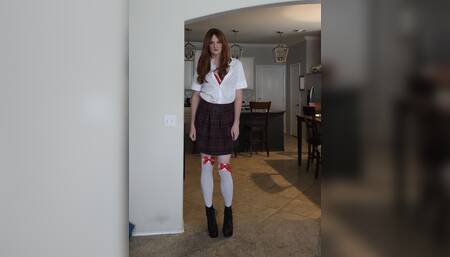 Sissy School Girl Dancing and Teasing