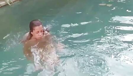 Me & my Filipina wife, enjoying nudism naturism body freedom, in s private pool villa