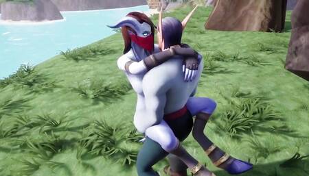 Elf fucking a draenei girl in the land of Azeroth  Warcraft porn parody