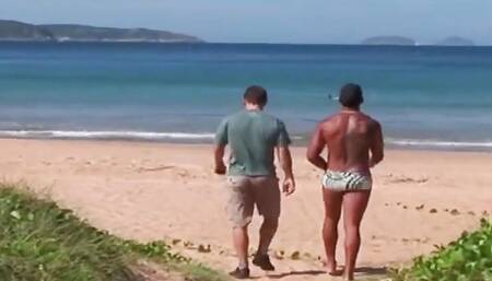 Babalu is a drop dead gorgeous Brazilian, who's down at the beach taking off her bra and panties,