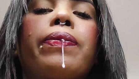 Ebony princess Estrellas spitting POV!