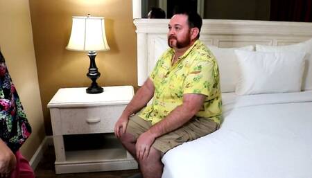 Big tits babe refuses him full service but gives him a handjob instead