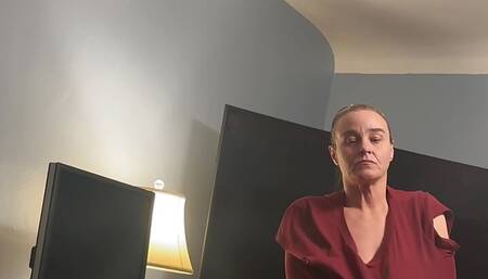 Step mom teasing with her boobs and ass and then decided to suck the cum out of him