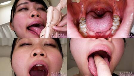 Ayame Tozaki - Showing inside cute girl's mouth, chewing gummy candys, sucking fingers, licking and sucking human doll, and chewing dried sardines - MOV 1080p