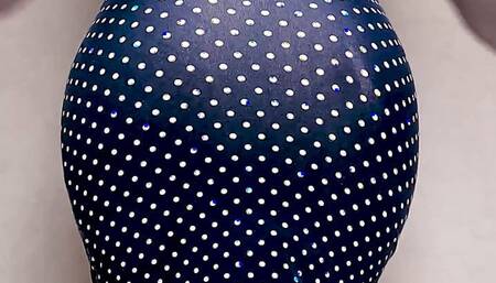 PAWG in a Tight Dress and Latex Gloves Riding a Big Ribbed Dildo