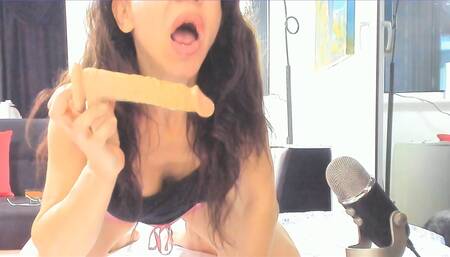slow and fast blowjob with big dildo,spit,slobbery