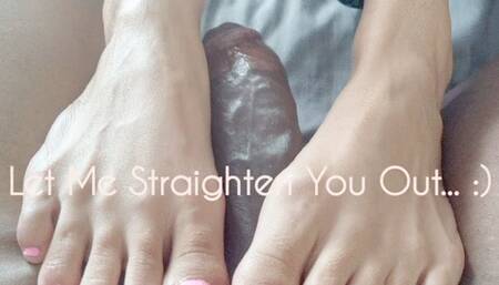 Pink Toes Footjob: Let Me Straighten You Out