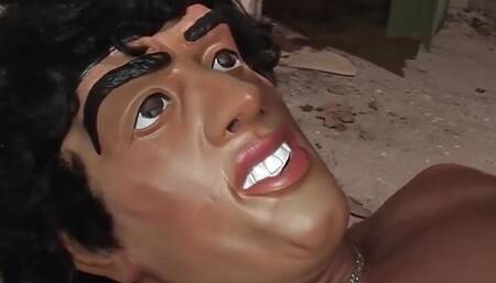 Blonde milf gets anally banged by a dude who wears a mask