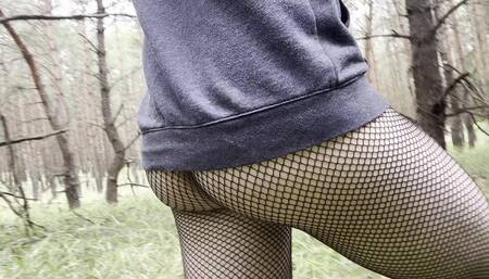 Teen boy walks in nature naked for gay daddy, big dick pantyhose flash Part 2
