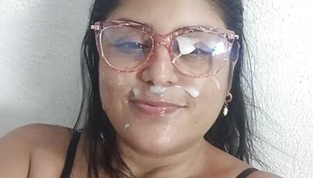 My stepsister interrupts me and I end up fucking her and filling her whole face with cum