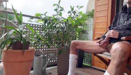 After a thunderstorm I was so horny shot a big load while I smoke