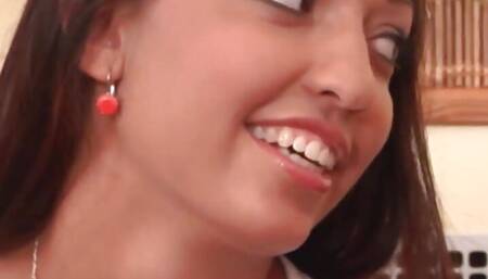 Blonde babe and brunette beauty sharing cock in threesome