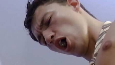 Horny gilf gets fucked in threesome while clothed