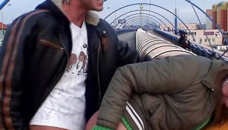 Couple enjoying exhibitionism outdoors