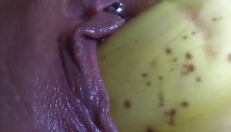 Nasty skank mature pissing his hand while fisted