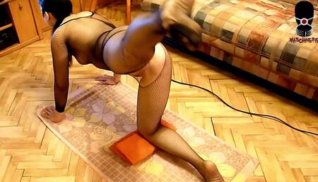 BDSM Cardio Training of Slave Slut Driven by the Whip and Facefucked as a Reward