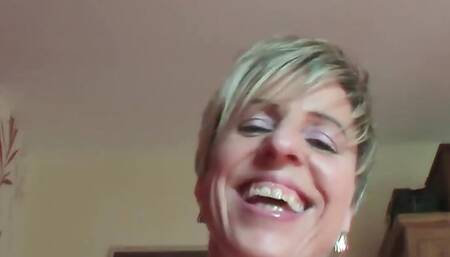 Tattooed mature with big boobs creampied in pov action