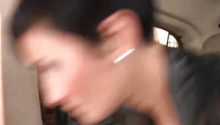 Brunette milf rammed in the back of a moving car