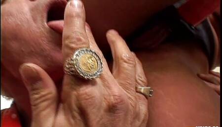 Blonde MILF peggs a old man before getting deep anal and pussy fuck from him