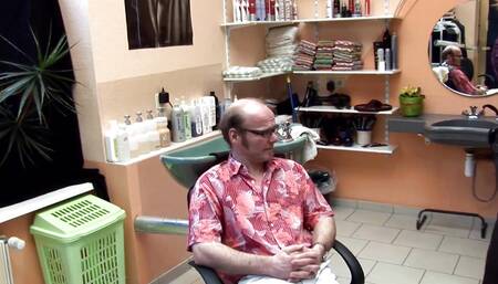 Blonde woman fucking dude on the stairs