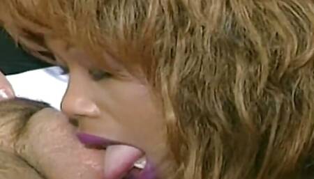 Busty milf gets bukkake facialized in vintage orgy