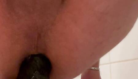 Black dildo masturbation