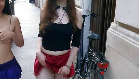 Public lesbian sex and exhibitionism between two cute girlfriends - DOLLSCULT