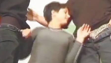 Brunette Student Gets Bush Rammed by Her Colleagues in Bisexual Threesome