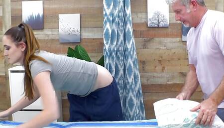 BBW Sara Star Is Having a Wild Threesome with a Masseur and His Sexy Trainee