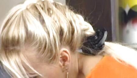 Superb blonde German slut fucked in the bar