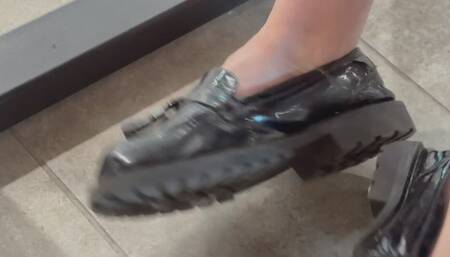 Black patent loafers