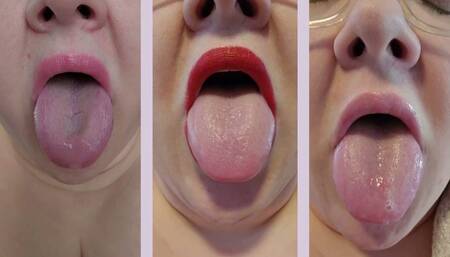 Quicky: Upclose Mouth Tongue Spit and Lipstick