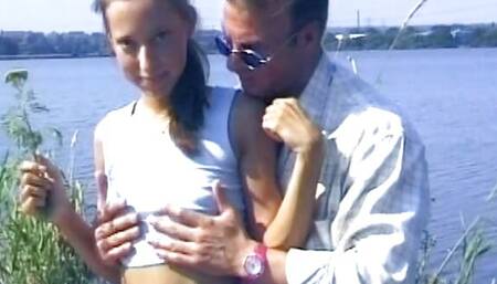 Brunette German teen fucked hard in nature