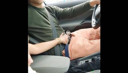 Wife and Husband get horny in the car and they end up fucking in the woods