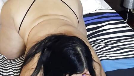 Blowjob Latina Mom Big Ass seducing in bed Stepson