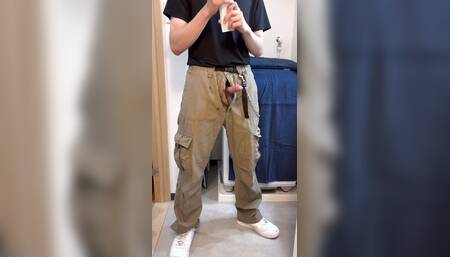 - Get your dick out of cargo pants and ejaculate with lotion