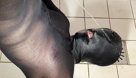 Piss drinking slave drinks his own urine
