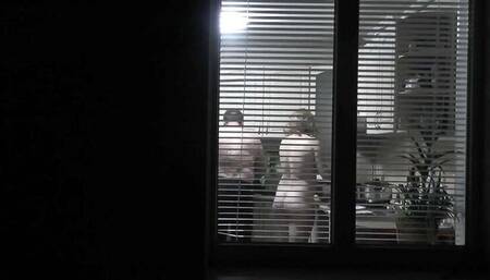 Neighbor Peeping Tom Spies on Nude MILF Preparing Dinner