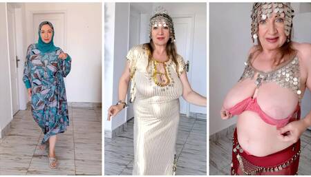 Oriental Allure: Busty Granny MariaOld's Strip Dance Extravaganza