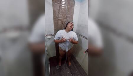 naughty girl masturbating in the bathroom wishing to be fucked by your cock