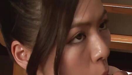 Asian sweetie Kei Akanishi wearing underwear deep throats a stranger in uncensored XXX JAV!