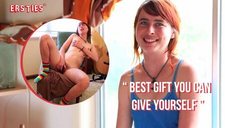 Ersties - Cute Ezmeralda fingers her very hairy pussy