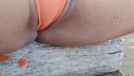 Latina showing her big cameltoe and ass