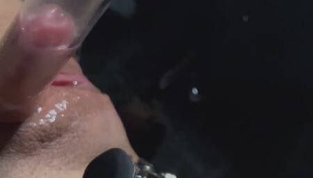 Huge clit pumping while pushing cum out & squirting