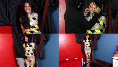 PART I : Helpless, ballgagged and wrapped!
