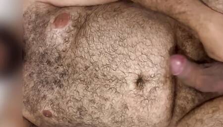 Extended: Uncut hung bear getting hard in the bathtub with slow motion cumshot
