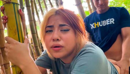 Stranger offers Celeste Alba to fuck in outdoor park