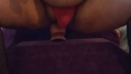 Fat ass sissy riding dildo